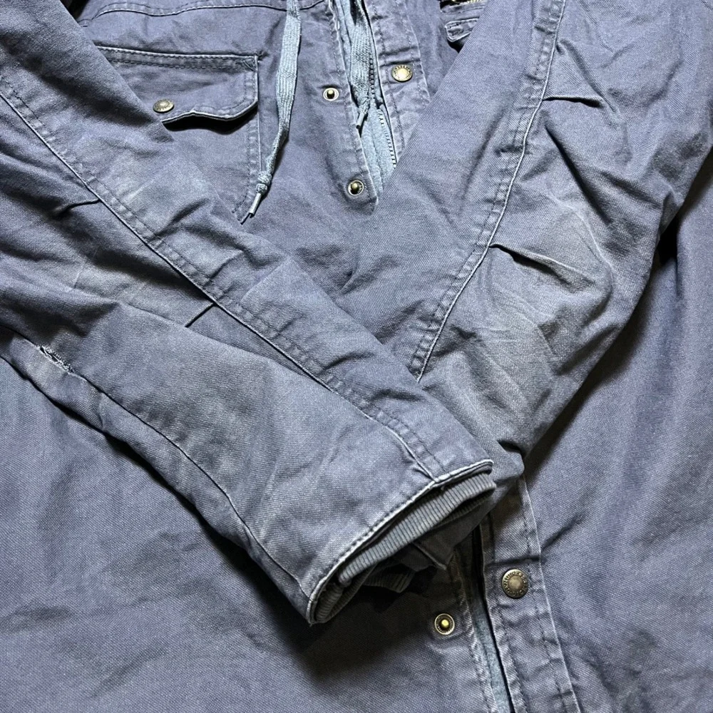 Dickies Hooded Canvas Work Jacket L Grayish Purple Lined Full Zip Snap Button